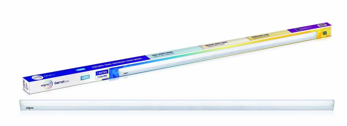 Wipro Garnet Plus 22W 3 in 1 Colour Changing LED Batten | 4 Ft | CCT | Mood Lighting | Coolwhite - Neutralwhite - Warmwhite | Bright & Energy Efficient Tube Light For Bed Room, Hall, Office| Pack of 1