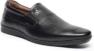 Louis Philippe Men Premium Leather Breathable Lining Material Anti Slip Flat Heel TPR Sole Formal Slip-on Shoes