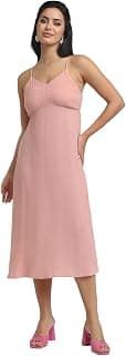 FOREVER 21 Women's Polyester Modern Knee-Length Dress (FWA24CDRF010701_Peach