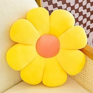 AVSHUB Custom Cute Flowers Plush Pillow Daisy Sofa Cushion Soft Colorful Flowers Plush Toys Home Sofa Decoration Gift (Yellow-Color)