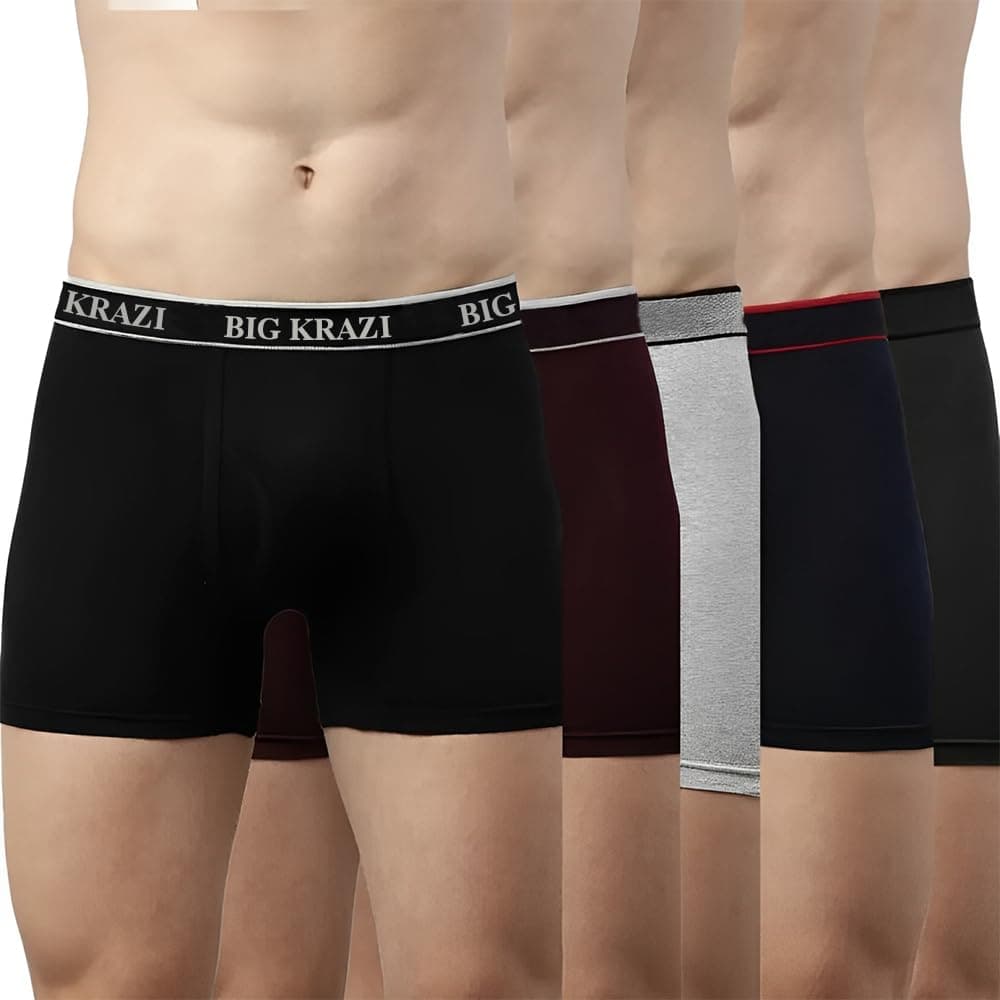 BIG KRAZI Men's Cotton Trunk (H Shape Underwear) | Pack of 1 | Multicolor | Solid Underwear