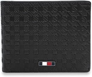 Tommy Hilfiger Men's Leather Global Coin Wallet Palena| Brown Bifold with Debossed Pattern & Coin Pocket | Stylish & Functional | Ideal for Gifting