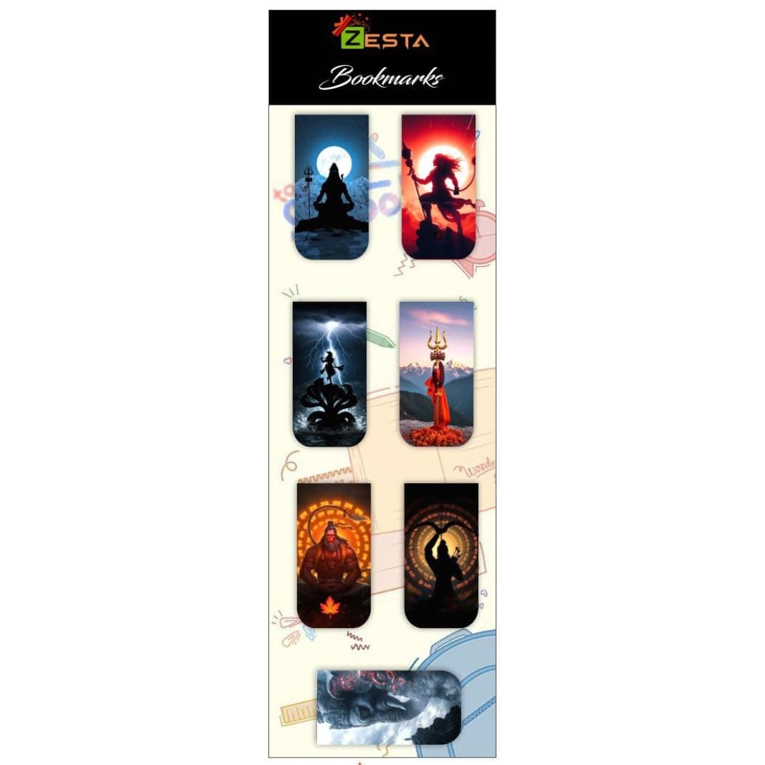 Zesta Magnetic Bookmark Set of 7 | Aesthetic Book Mark for Reading | Cute Anime Bookmarks for Kids, Students | Book Accessories for Novels, Gifts for Readers(Divine Magnetic Bookmarks, 9X2.5 Cms)