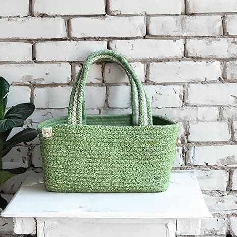 AURA NEST HOMES Oval Decorative Storage Basket | Multi-Purpose Gift Hamper Basket for Home Décor Organization | Perfect Alternative to Jute Baskets | Green