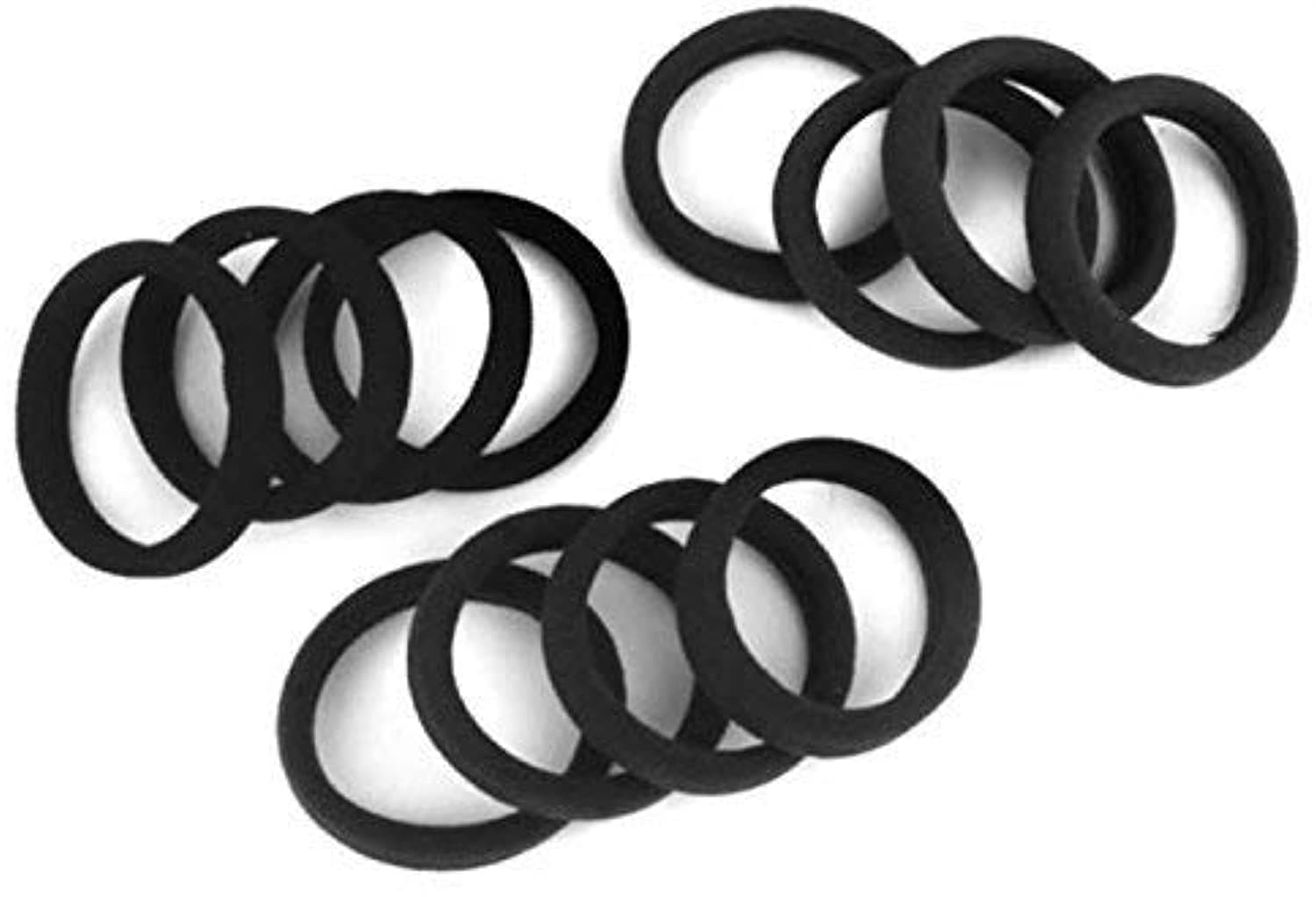 Black Elastic Cotton Stretch Hair Ties Bands For Women - Set of 10 Pieces