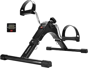 Amazon Brand - Symactive Fitness Mini Cycle Pedal Exerciser | Heavy Material | with Adjustable Resistance Levels and Digital Display | Compact & Portable Design (Black)