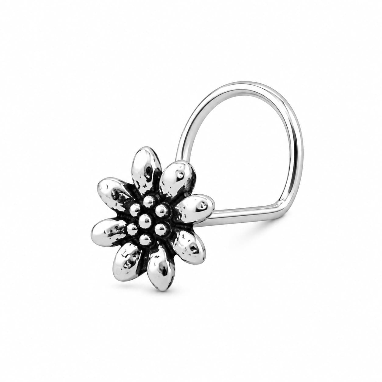 NEMICHAND JEWELS s925 sterling Silver Trendy Antique oxidized nose pin for womens