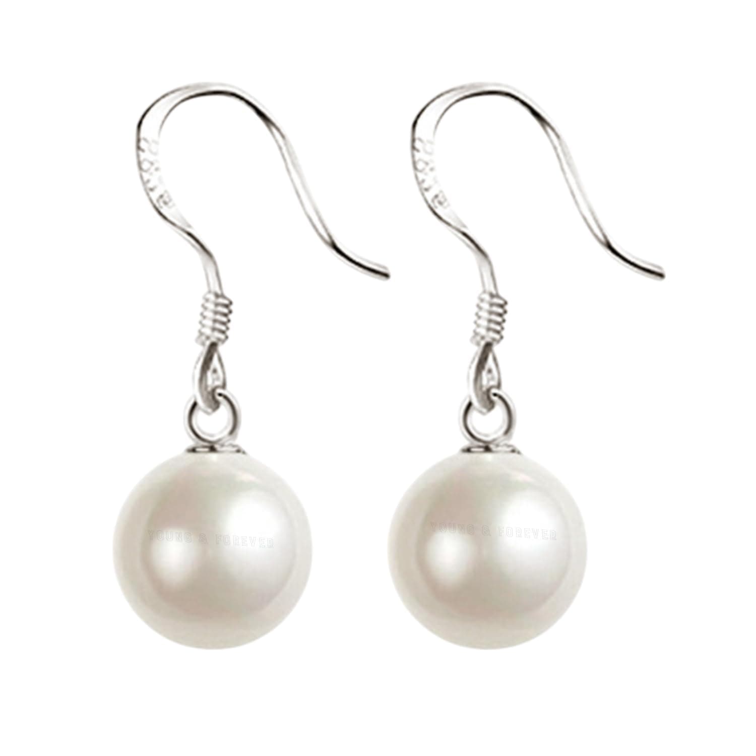 Young & Forever Gift 925 Silver Stud and Drop Earrings Ethnic Style Earrings Elegant Natural Green Colour Chalcedony Jade Copper a Earrings for Women