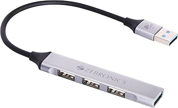 Zebronics 200HB USB 3.0 4 Port hub with Hi Speed Data Transfer, Aluminum + ABS Body, 15cm Cable, Sleek Design and Plug Play Usage