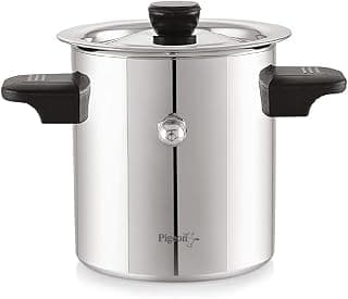 Pigeon Elegant Stainless Steel Milk Cooker/Boiler/Pot with Handle,Lid,Knob,Whistle | Capacity:2Ltr | Gas and Induction Compatible with Whistle Indication.