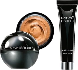 Lakme Absolute Skin Natural Mousse, Golden Light 04, With Spf, Light Texture, Stays Upto 16 Hours, 25 g & Lakme Absolute Blur Perfect Matte Face Primer, Peach, 10g