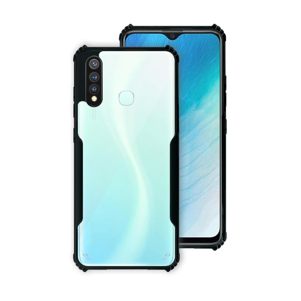 7SEVEN® Ipacky Back Cover for Vivo Y19 | U20 4G Mobile Back Case Shock Proof Design Camera Edges Protection Crystal Clear Phone Case Precise Cutouts Matte Black Soft Bumper Phone Cover