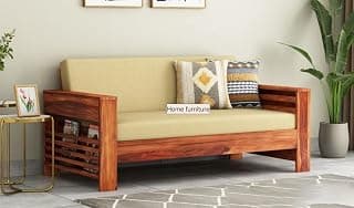 Home furniture Wooden Sofa Set for Living Room and Office 2 Two Seater Sofa (Feltro. Natural Teak Finish)