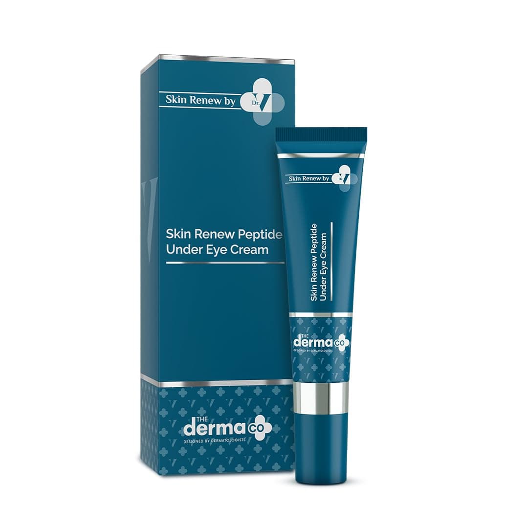 The Derma Co. Skin Renew Peptide Under Eye Cream | Brightens Undereye | Reduces Dark Circles, Wrinkles, Fine Lines & Puffy Eyes With Metal Applicator | Boosts Skin Renewal - 15 ml