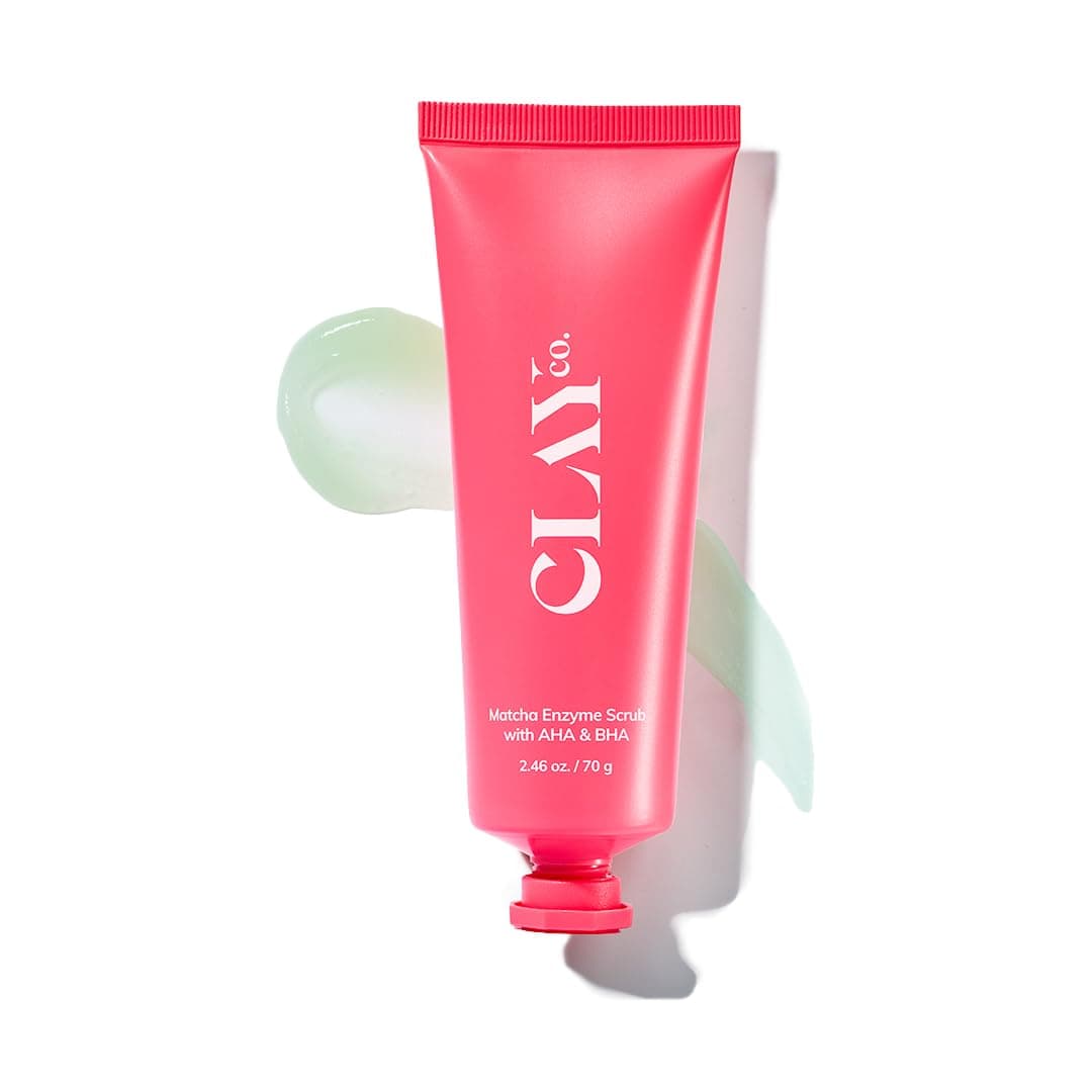 ClayCo Matcha Enzyme Face Scrub with AHA + BHA for Gentle Exfoliation, Deep Pore Cleansing, Blackhead Removal, Skin Brightening & Texture Refining for Oily, Acne-Prone & Combination Skin | 70 g