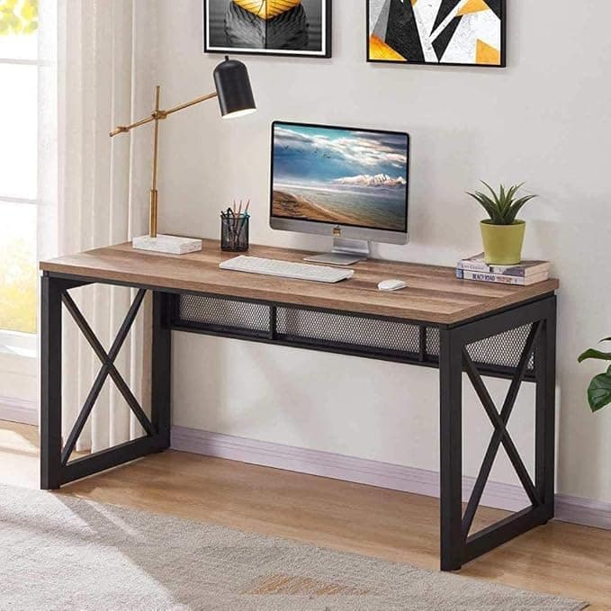 Klaxon Study Table for Students and Adults, Computer Desk for Home Office and Gaming, Engineered Wood and Metal Frame, 120 x 60 cm, Perforated Back Panel, Forest Dark, DIY (Gillian Not Adv -WOI)