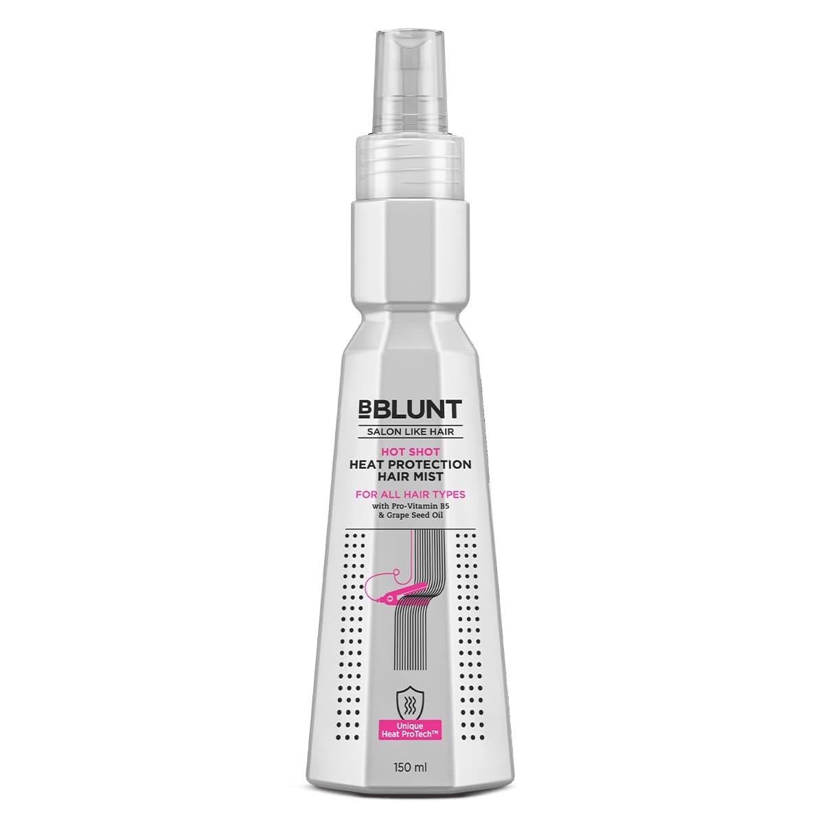 Bblunt Hot Shot Heat Protection Hair Mist | Designed for Indian Hair | Prevents Damage | Upto 230° Celsius Protection | Hair Spray for Men & Women | 150 ml