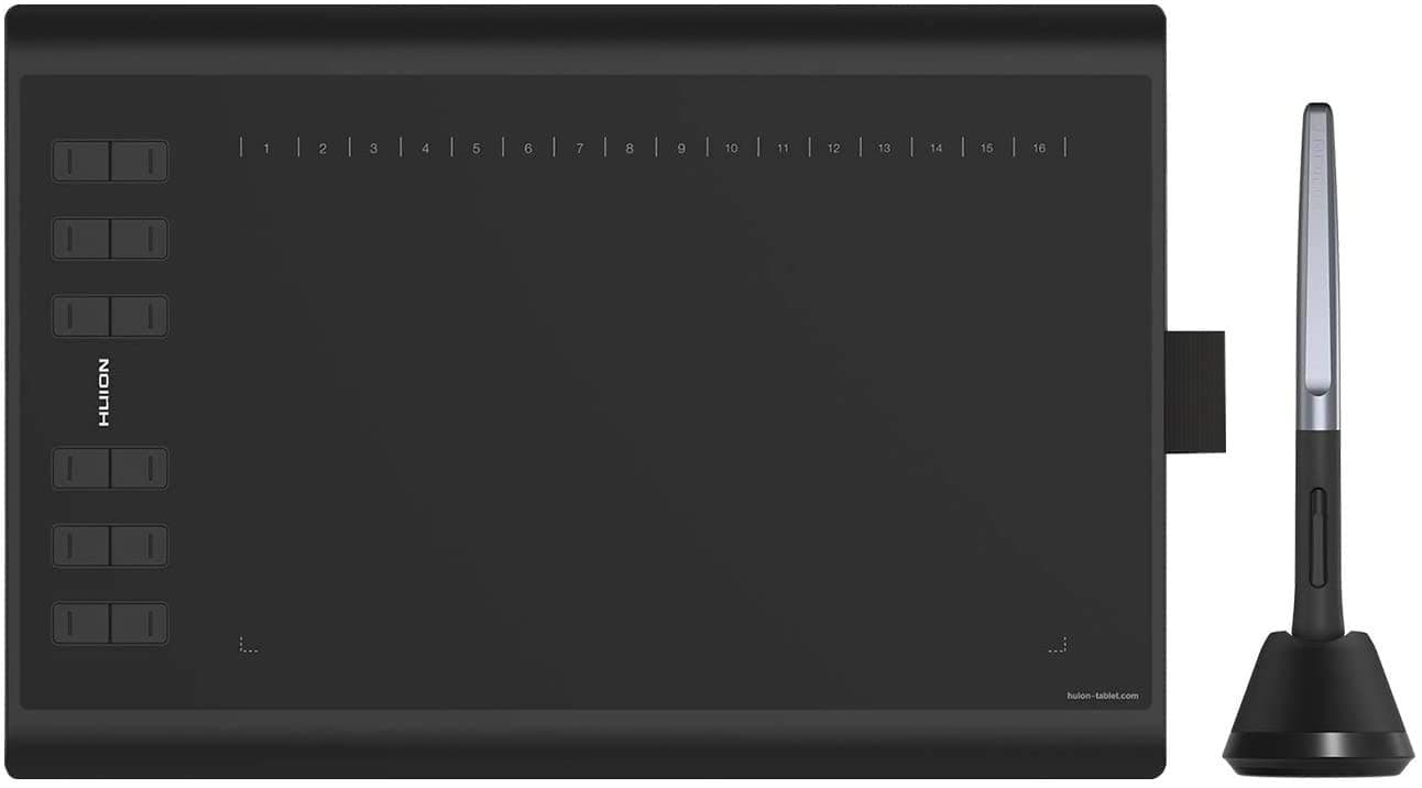 HUION Inspiroy H1060P Graphics Drawing Tablet 10 x 6.25 inch with 8192 Pressure Sensitivity Battery-Free Stylus and 12 Customized Hot Keys, Digital Art Tablet for Mac, Windows PC and Android, Black