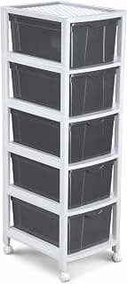Nayasa Carnival Tuckins No. 5 | Multi-Compartment Plastic Drawers | Storage Organizer | Multipurpose Plastic Modular Storage Organizer Box |39 X 30.5 X 99 cm | Grey