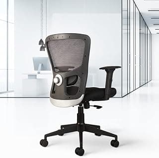 CELLBELL C110 Leo Pro Mid-Back Mesh Office Chair/Study Chair/Revolving Chair/Computer Chair for Work from Home Matt Finish Fiber Wheelbase Chair [Black]