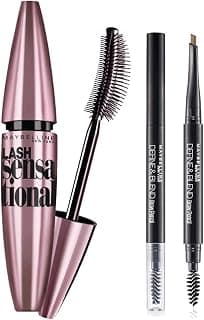 Maybelline New York Lash Sensational Waterproof Mascara, Black, 10g & Maybelline New York's Define & Blend Brow Pencil Natural Brown, 0.16g