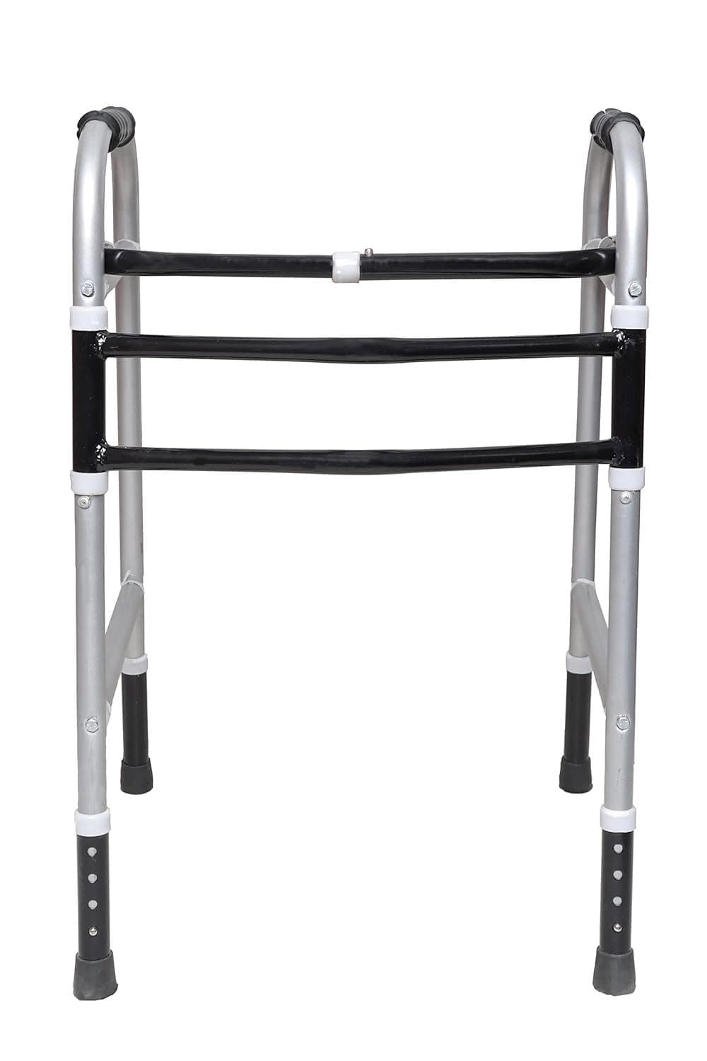 kossto Folding, Portable & Lightweight Height Adjustable Walker for Seniors, Adult and Disabled Patients (SILVER & BLACK)