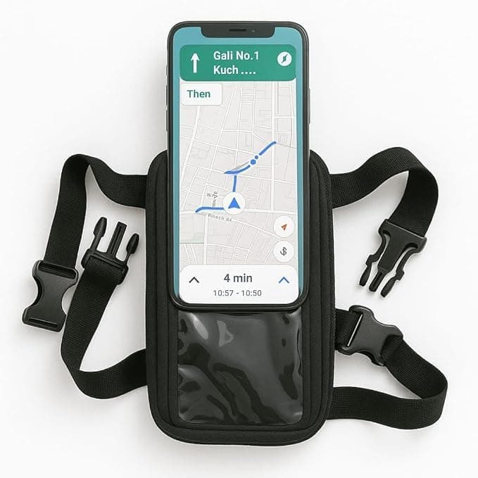 Polyester Handlebar Universal Mobile Holder Mount Pouch Bag Waterproof for Activa Jupiter EV Ola-S1 Pleasure Ntroq_All Scooter Scooty Bike Fit 7 inches Phone (Black)