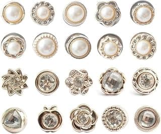RICZON RICZON 20Pcs Women Shirt Brooch Pearl No Sew Button Pins Instant Jeans Safety Pin (Pearl Diamond)