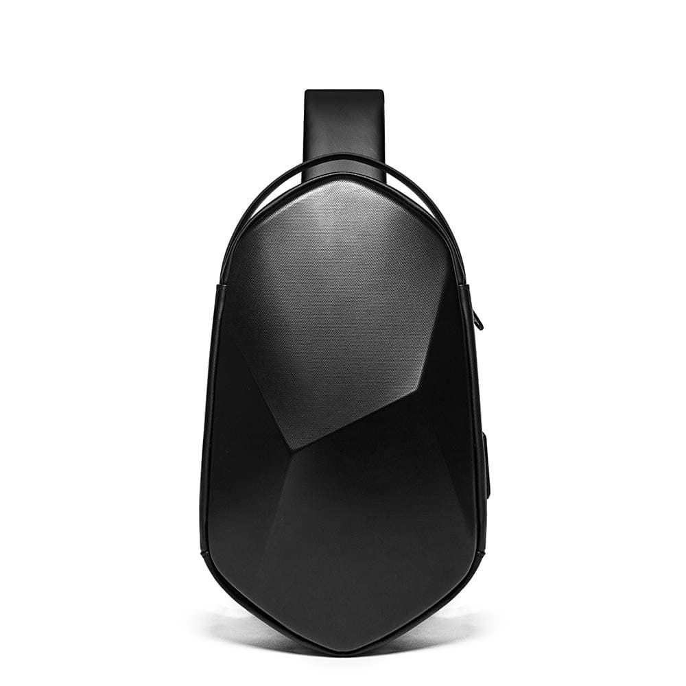 Red Lemon Unisex-adult Bange Series Rhombus Shell Design Waterproof Sling Bag with USB Charging (Black)