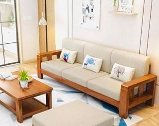 Home furniture Wooden Sofa Set for Living Room and Office 3 Three Seater Walnut Finish Natural Teak Finish (Winster, Rosewood (Natural Teak Finish) Handicraft- Handmade