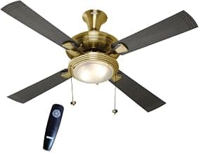 USHA Fontana One 1270mm Ceiling Fan with Decorative Lights|BEE 1 Star Rated|100% Copper Motor|RF Remote,High Air Speed & Delivery|3Y Motor & 2Y PCB Warranty|(Antique Brass)Pack of 1|Free Installation