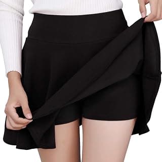 FRAULEIN Women’s Skort Skirt with Attached Shorts High Waist Flared Skater Mini Skirt for Girls Stretchable Cotton Blend Gym Tennis Casual Classic All Time Trendy Skirts