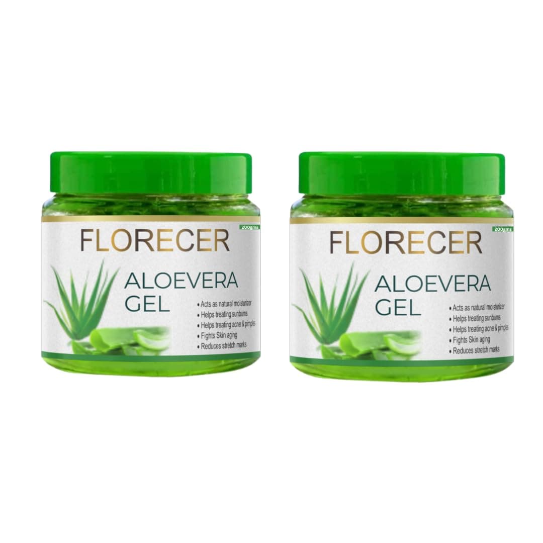 Florecer Aloe Vera gel For Skin Face And Hair With Vitamin E|Hydrating, Moisturizing, Soothing Skin | Multipurpose Gel - 400 Gram