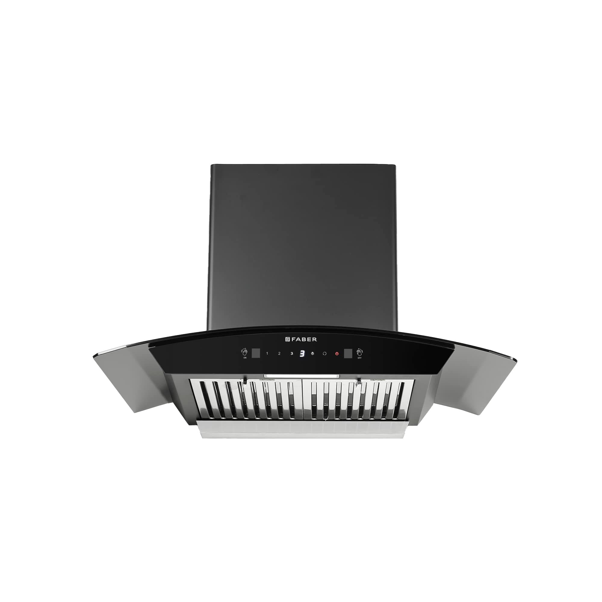 Faber 75 cm 1500 m³/hr Autoclean Curved Shape Kitchen Chimney | Touch and Gesture Control |2 yrs comprehensive on product & 12 yrs warranty on motor | HOOD PRIMUS PLUS ENERGY IN HCSC BK 75 with SS BF