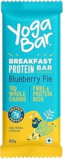 Yogabar Blueberry Pie Breakfast Protein Bar with Oats, Millets, Quinoa & Almond | 7g Protein & 6.5 g Fiber, 45g