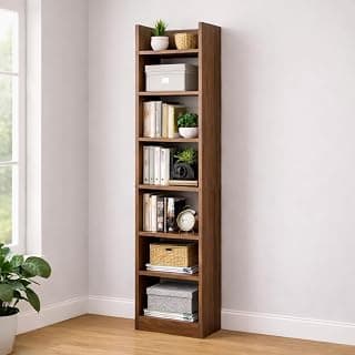 ECOLINE 7 Tier Engineered Wood Book Shelf for Home Library | Walnut Brown | Multipurpose engineered wood bookcase. Ideal as a storage rack and display shelf for living room, bedroom, office & kitchen.