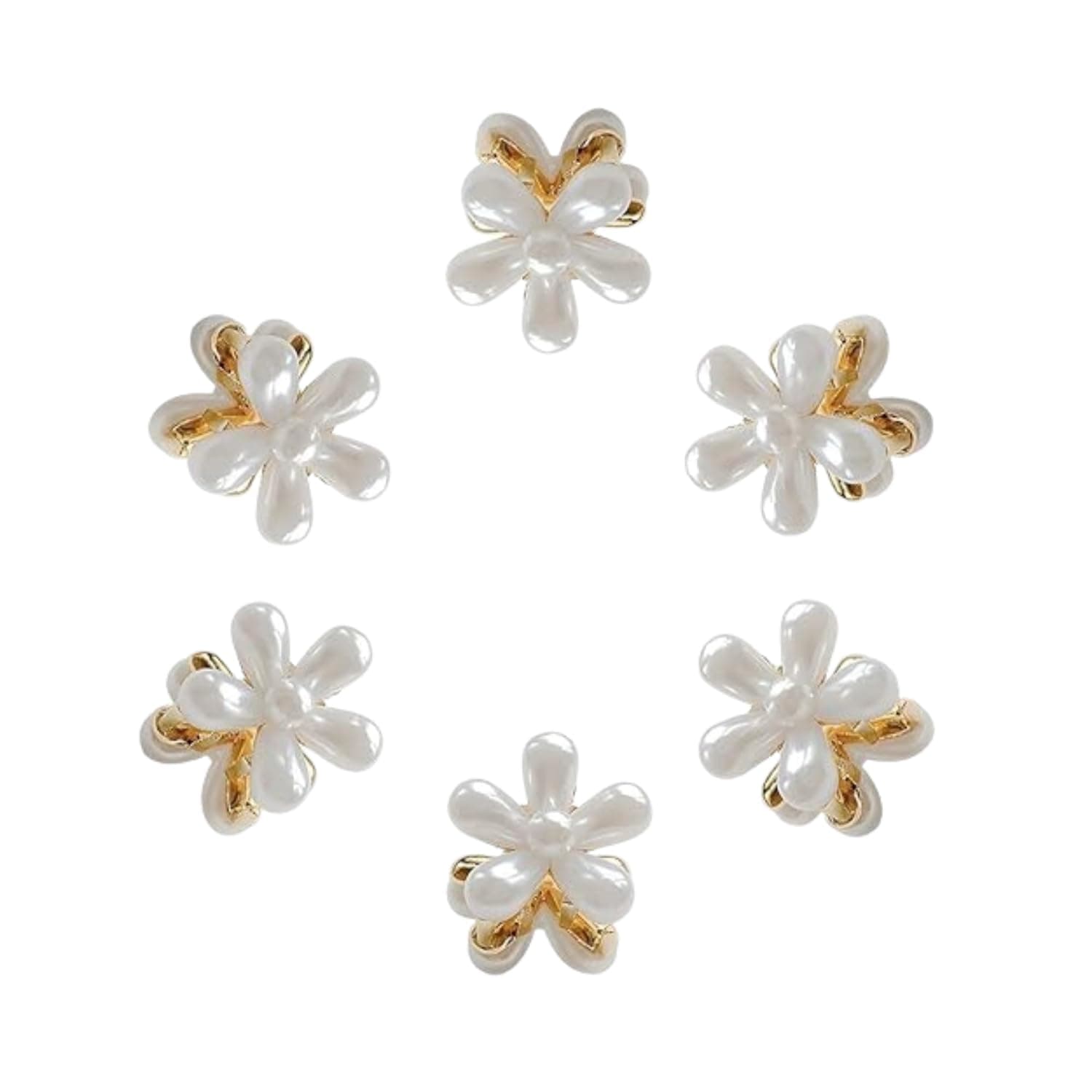 ANNACREATIONS 6 Pcs Korean Style Gold Metal Pearl Geometric Stone Lock Hair Pins Hair Clip Hair Accessories Jewellery for Women And Girls (Set of 1)
