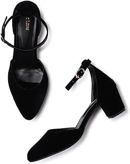 Marc Loire Women’s Pointed Toe Block Heel Fashion Sandals with Buckled Ankle Strap