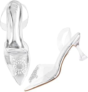 The White Pole Transparent Spool Heel Sandal Comfortable Heel Stiletto Heel Pump Shoes for Women & Girls