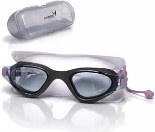 jaspo Swimming Goggles with Anti-Fog Lenses For Men & Women | Adjustable Back Strap | Soft Silicone Ear Plugs | UV Protection Lens | Protective Case