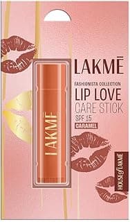 Lakme Lip Love Care Stick Caramel, with 10% Vitamin E Complex, nourished with Shea & Cocoa Butter and enriched with Almond & Jojoba Oil for 24hr moisturization in just 1 swipe, with SPF 15, 4.5g