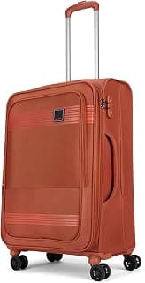 VIP Triumph 8 Wheel Check-in (Medium Size) Soft Case Trolley Bag | TSA Lock | Expandable Polyester Luggage | 3 Year International Warranty | Anti-Theft Zipper | 69 CM Suitcase for Travel | Rust