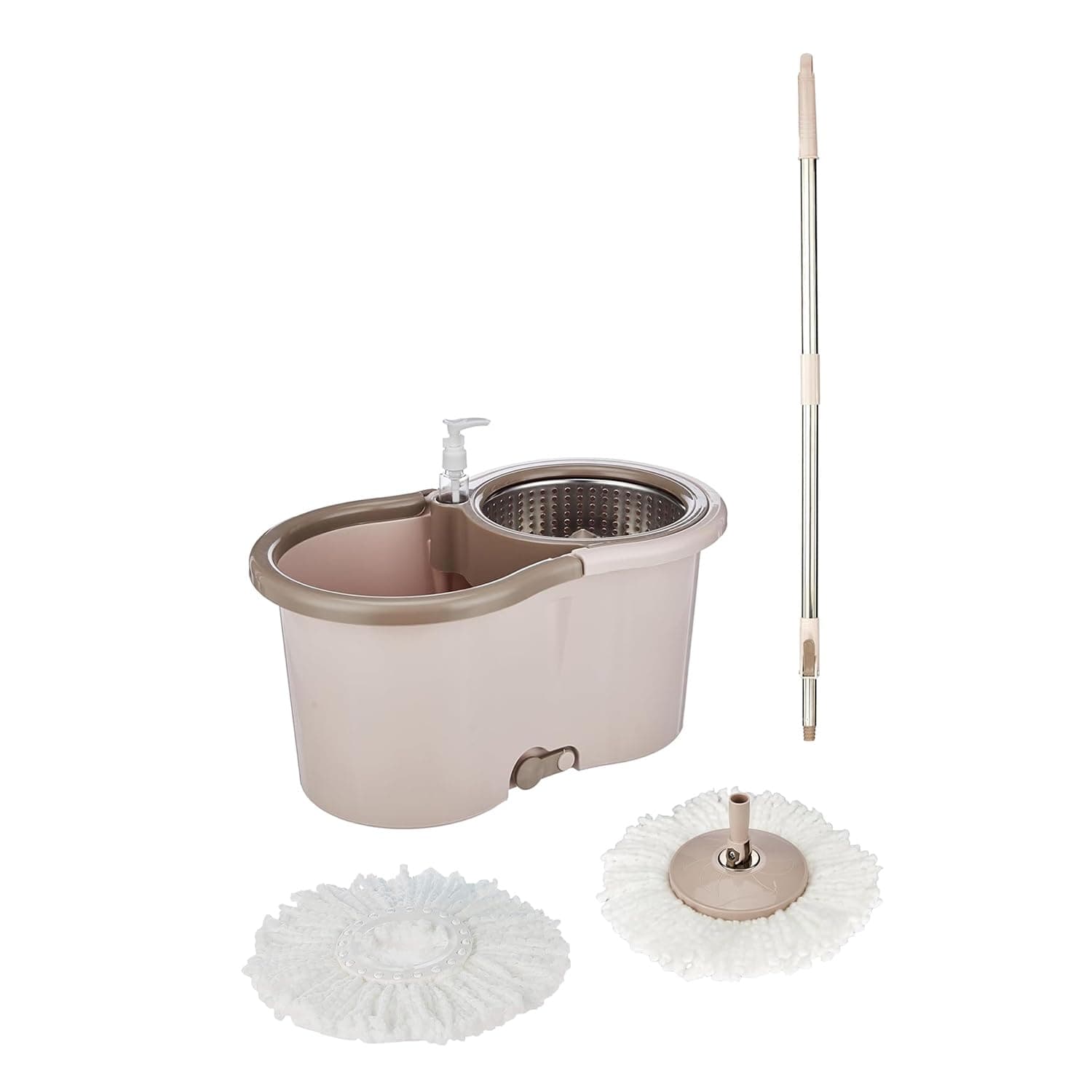 Presto! Spin Mop, Oval Bucket with Steel Basket, Chestnut, 2 Refills