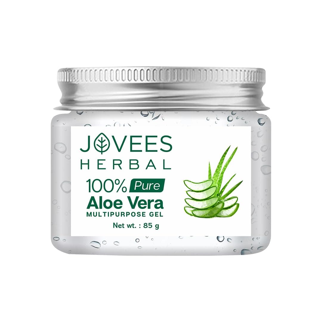 Jovees Herbal 100% Pure Aloe Vera Multipurpose Gel For Face, Skin & Hair | Aloe Vera Gel For Hydrates, Moisturized & Even Tone Skin | Suitable For Men & Women- 85g