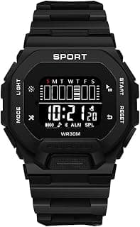 Rozti Black Square Digital Dial Sport Chronograph Stop Watch,Shockproof