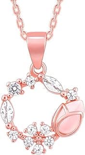 GIVA 925 Silver Rose Gold Drop Wreath Pendant With Link Chain | Gifts for Girlfriend, Gifts for Women and Girls |With Certificate of Authenticity and 925 Stamp | 6 Months Warranty*