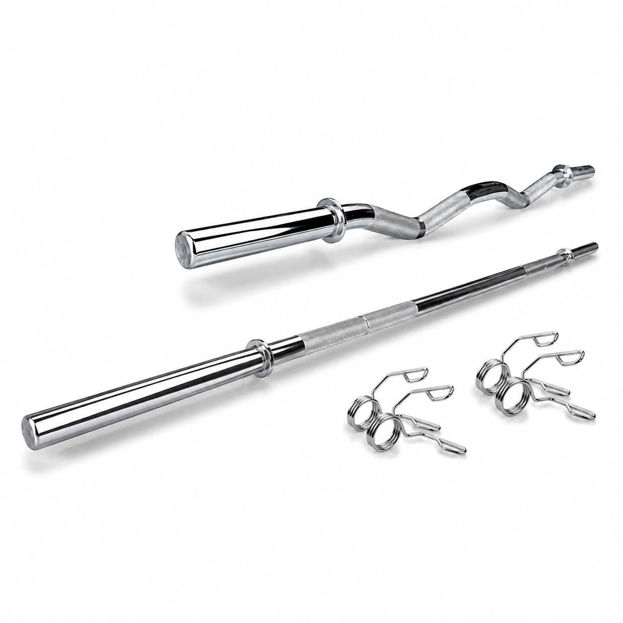 LEEWAY Gym Barbell Rod 5ft Straight & 3Ft Curl Bar | Combo (5FT + 3FT)| 28mm Gym Weight Plates Barbell for Home Workout | Weight Lifting Biceps Rod for Exercise at Home| Compatible 1-Inch Plates Road