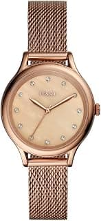 Fossil Laney Analog Mother of Pearl Dial Women's Watch-BQ3392 Stainless Steel, Rose Gold Strap