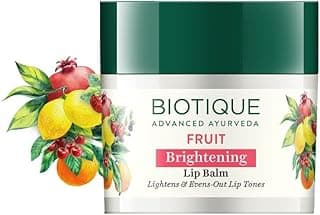 Biotique Fruit Whitening/Brightening Lip Balm | Hydrated and Nourishing Lips| Visibly Lighter Lips | Evens Out Lip Tone | De-pigmentation Balm |100% Botanical Extracts| All Skin Types | 12G