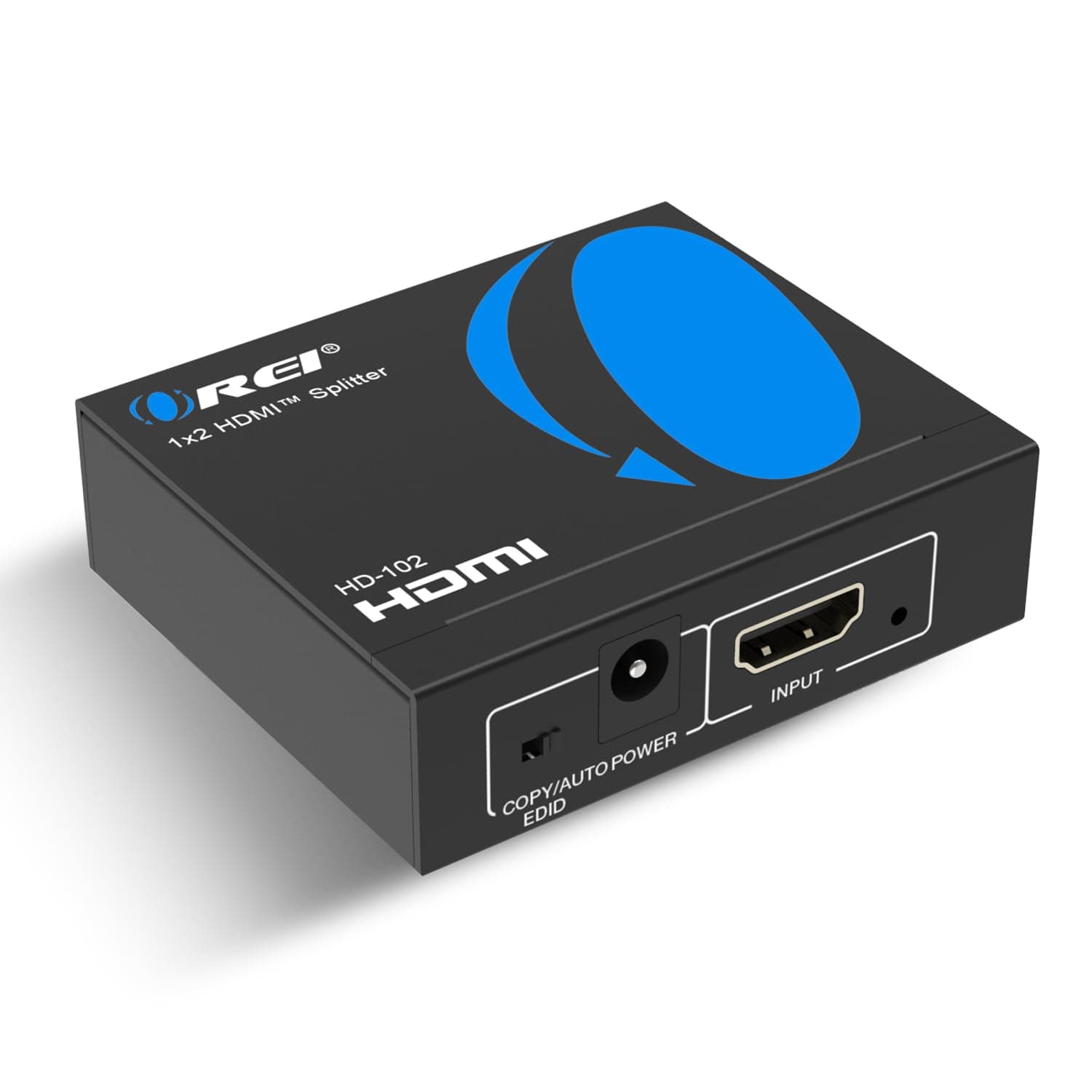 Orei HD-102 4K HDMI Splitter 1in2 Out - 1 Port to 2 Display Duplicate/Mirror - Ver 1.4 Certified for Full HD 1080P & 3D Support - Not Compatible with Mobile Phones - USB Powered, Black
